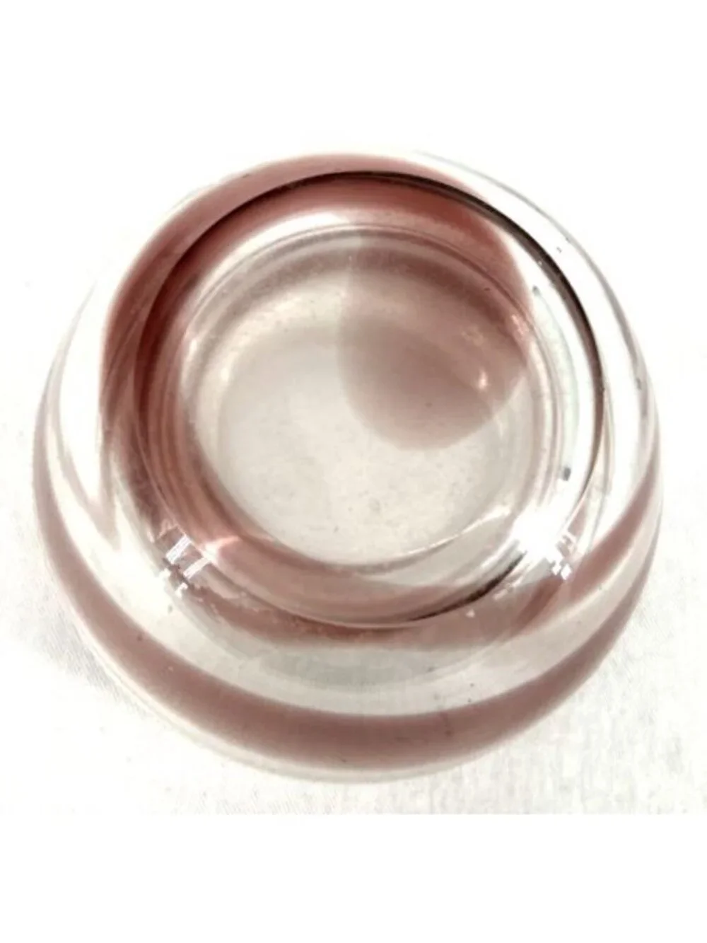 Arsis Murano Style Art Glass Bowl Pink & Clear Hand Blown Crystal 3